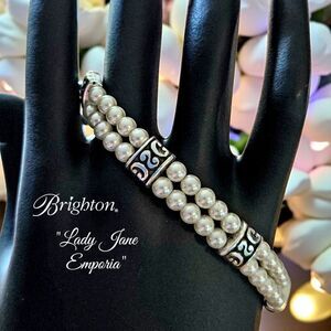 BRIGHTON "Lady Jane Emporia" Double Strand Pearl, Silver Bracelet WEDDING GUEST!